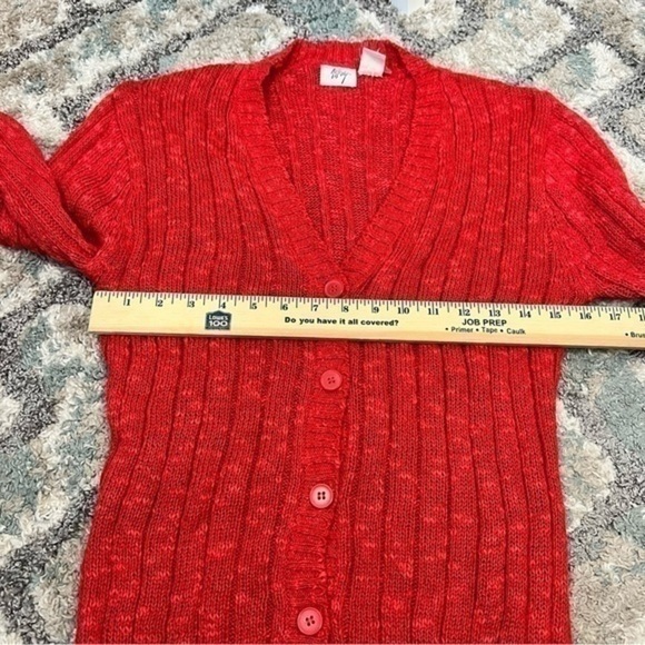 Rafferty cardigan sweater womens size medium linen blend red button down - Picture 7 of 9